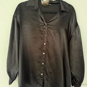 Elegant Black Satin Women's Top